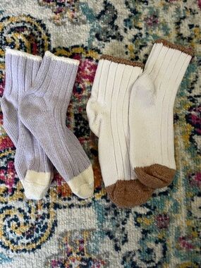 Madewell socks - Cream with Brown & Light purple with Cream